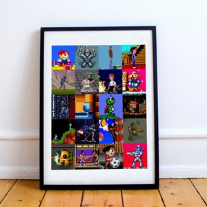 Retro Gaming Heroes Montage Print, Commodore Amiga, 16-Bit, Gaming Gift, Wall Art, Game Print, Pixel Art, Retro Gamer, Art, Retro
