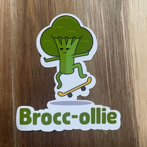 Funny Skateboard Sticker Brocc-Ollie