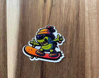 Leuke sticker snowboardmonster