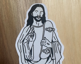 Skateboarden Jezus Sticker