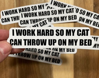 Sticker grappige kat: sticker grappige kat moet overgeven - Stickerbundel
