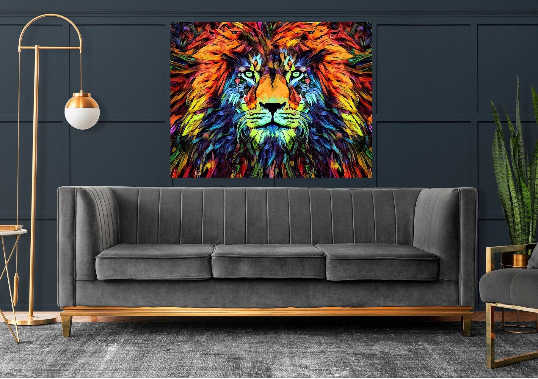 Rainbow Lion Print Leo Painting Poster King Head Artwork - Etsy