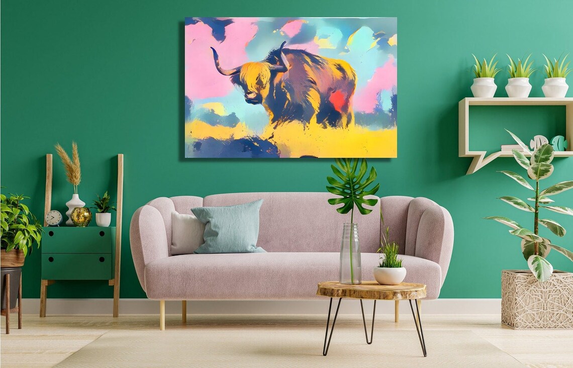 Highland Pastel Pop Art Cow Print Colorful Strawberry Spots Etsy