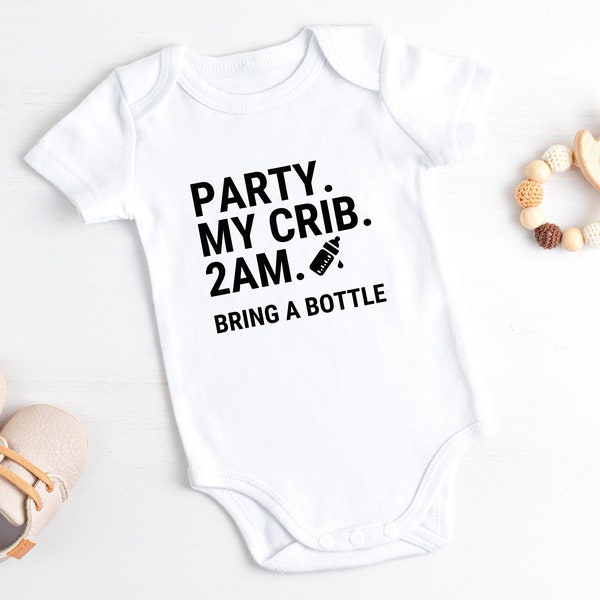 Party At My Crib Bodysuit SVG, Funny Baby Clothes, Cute Bodysuit, Baby Girl Newborn, Baby Girl Clothes, Baby Boy Cricut, Dxf, png, eps