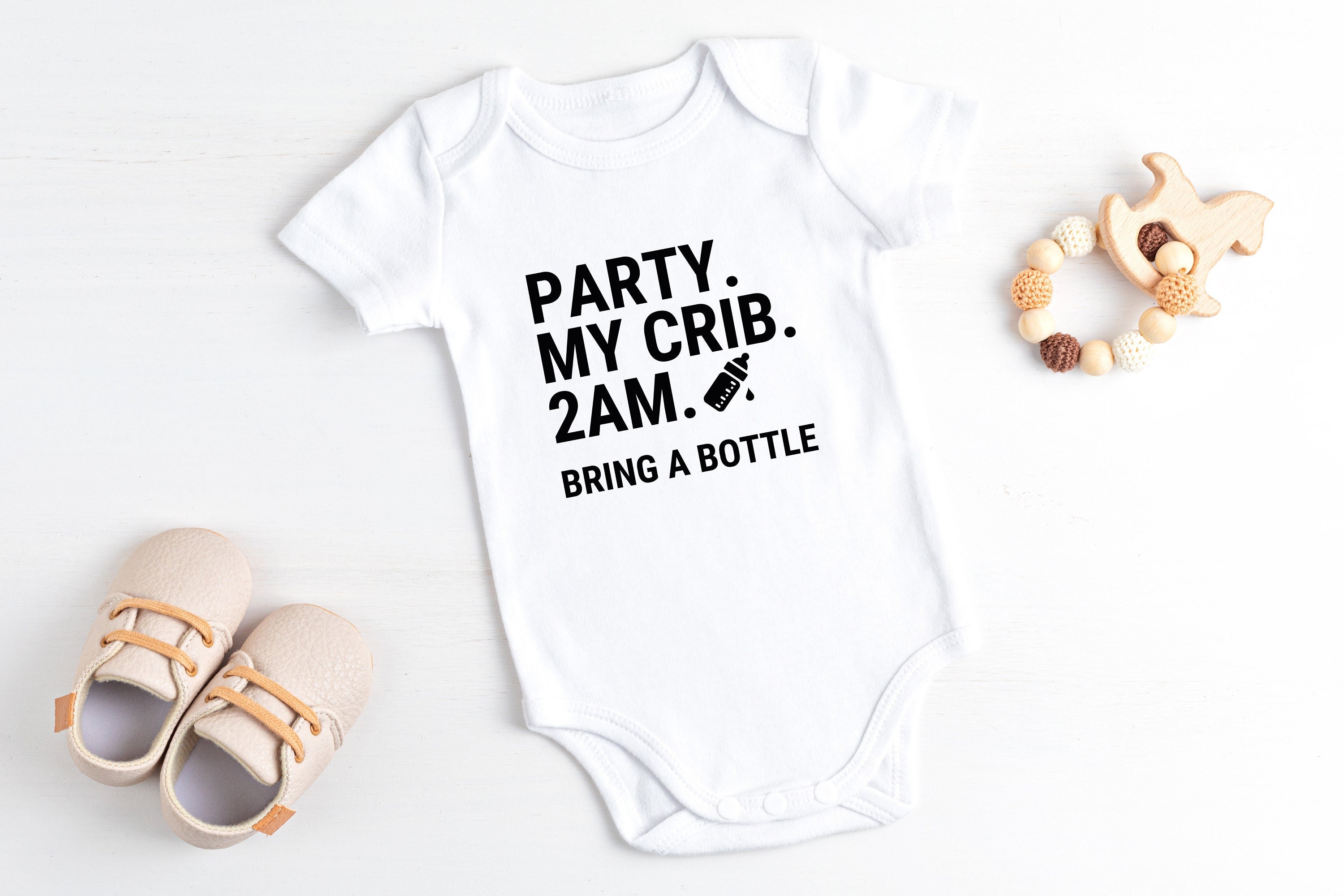 Party At My Crib Funny Baby Bodysuit Newborn Infant Onesie Baby