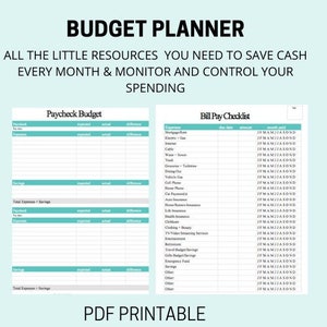Budget Planner Printable, Finance Planner, Monthly Budget, Finance Planner, Paycheck Budget Printable, Budget Template , Save Money
