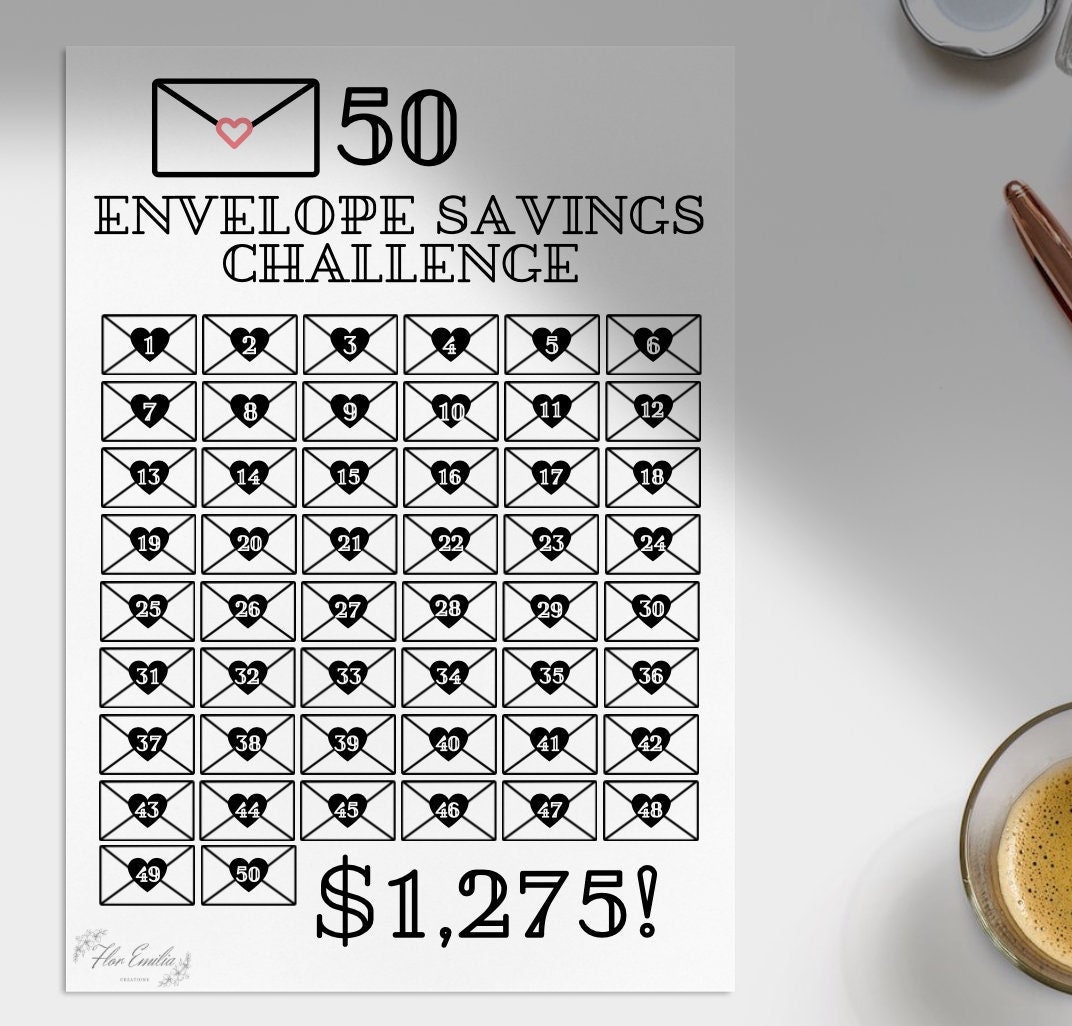 50 Envelope Savings Challenge Etsy