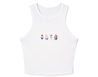 Ice Cream Graphic Tank Top: USA Summer Micro Rib Racerback