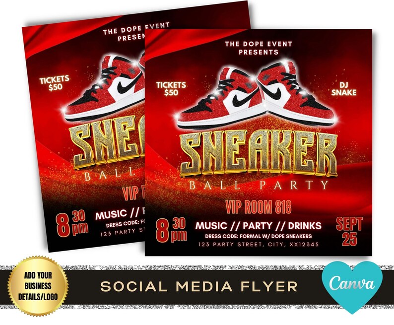 SNEAKER BALL PARTY Flyer Sneaker Gala Soiree Invitation Etsy Ireland