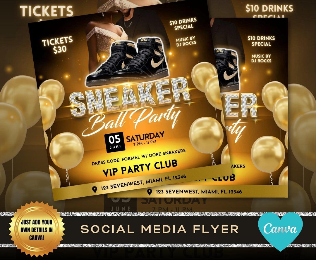 SNEAKER BALL PARTY Flyer Sneaker Gala Soiree Invitation - Etsy Australia