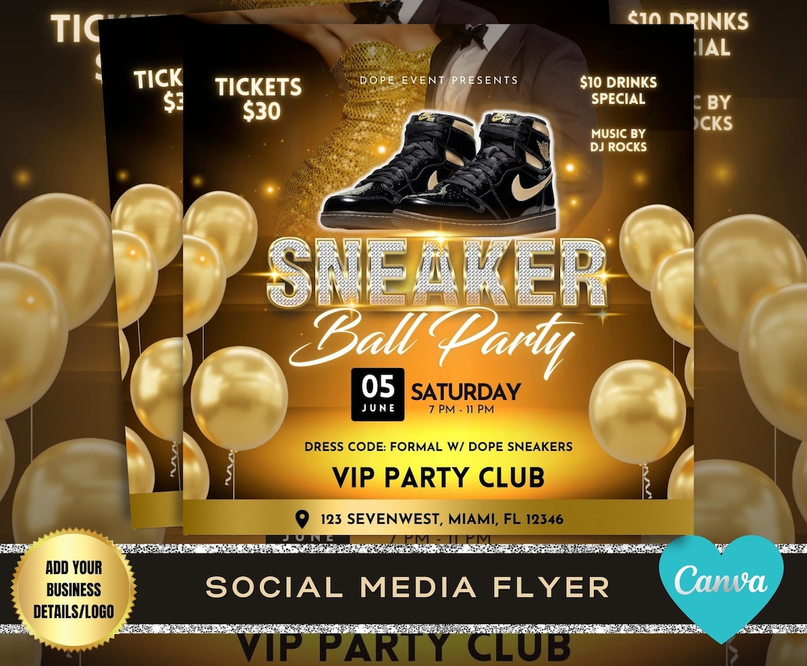 SNEAKER BALL PARTY Flyer Sneaker Gala Soiree Invitation - Etsy