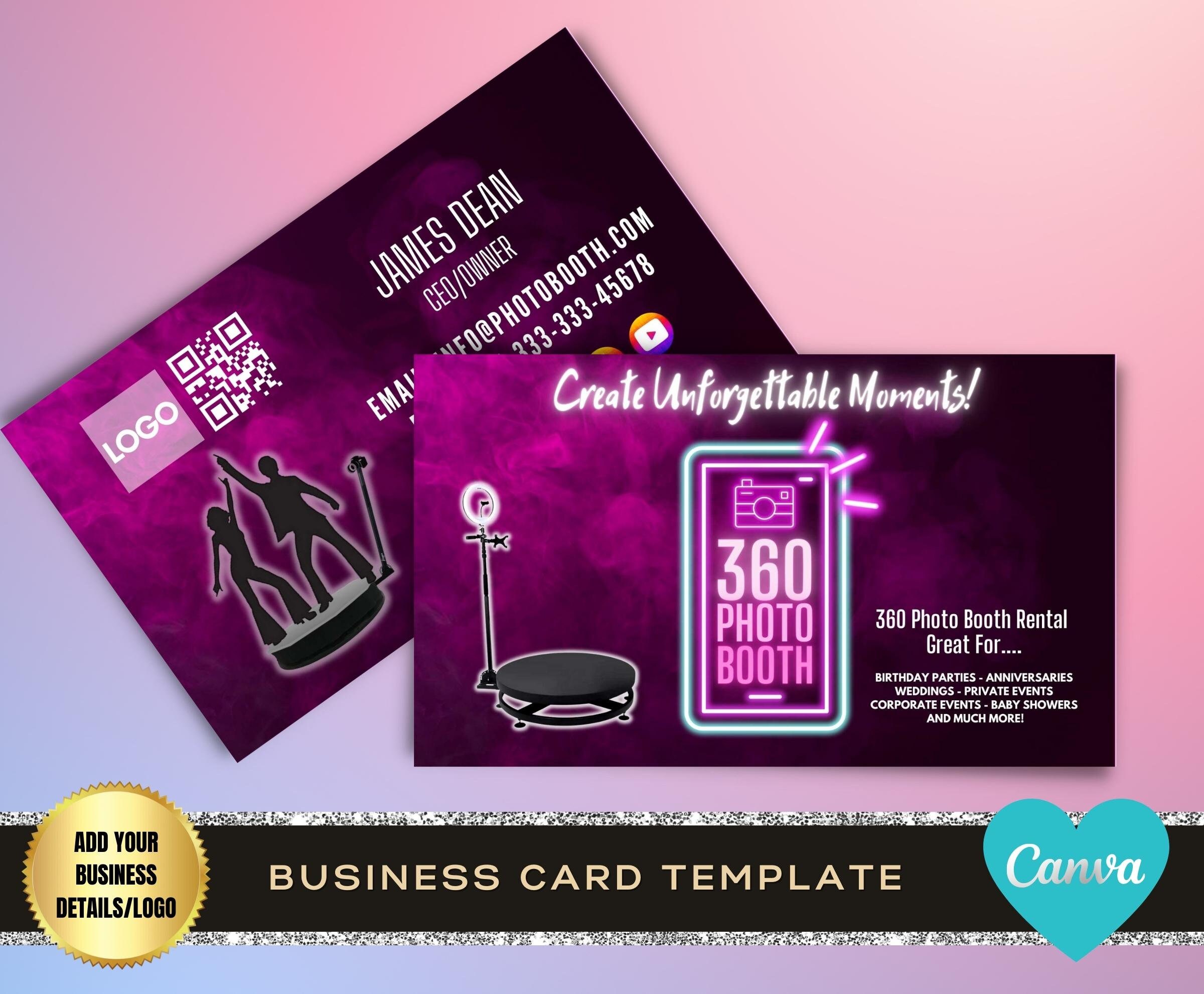360 Photobooth Business Card Template Party Rental Business Etsy