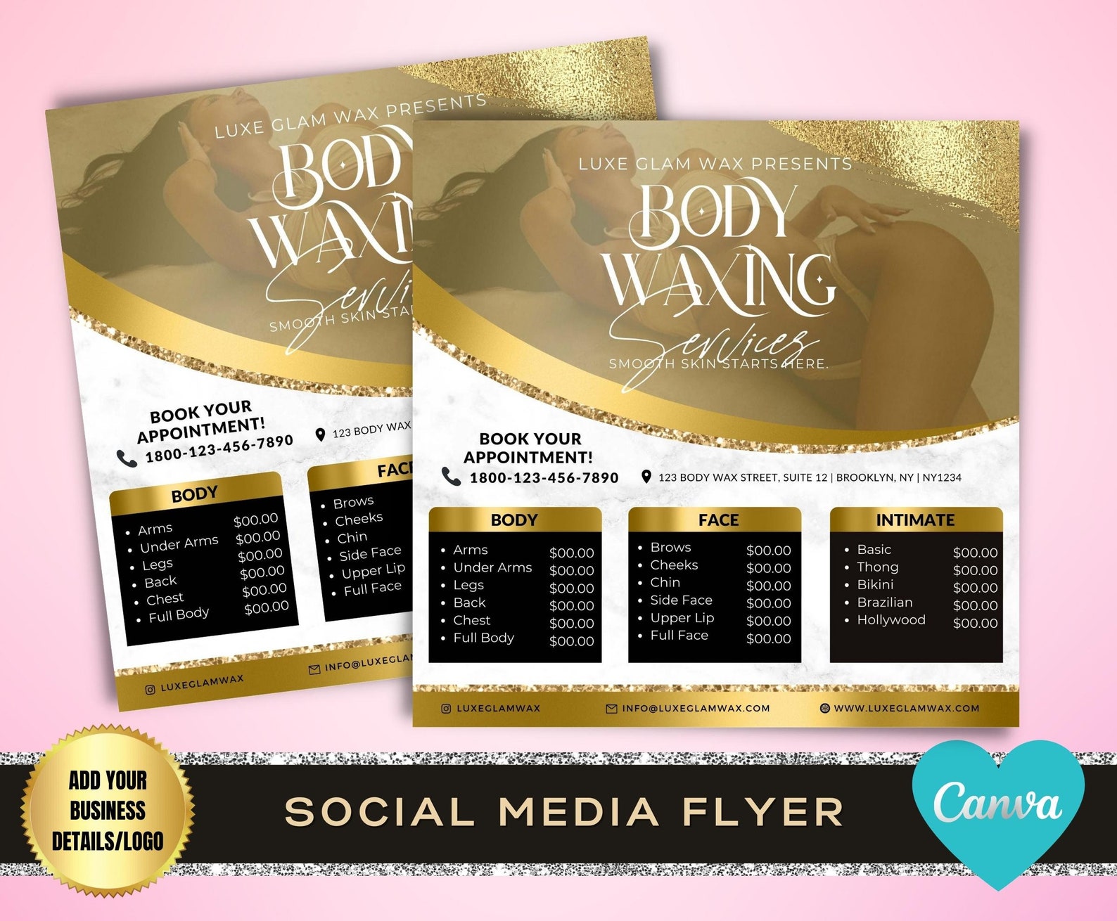 Body Waxing Flyer Brow Waxing Service Menu Flyer Beauty Etsy