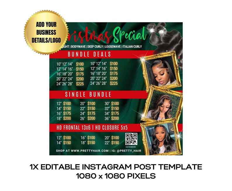 HAIR FLYER Christmas Sale Flyer Bundle Deals Flyer Social Etsy