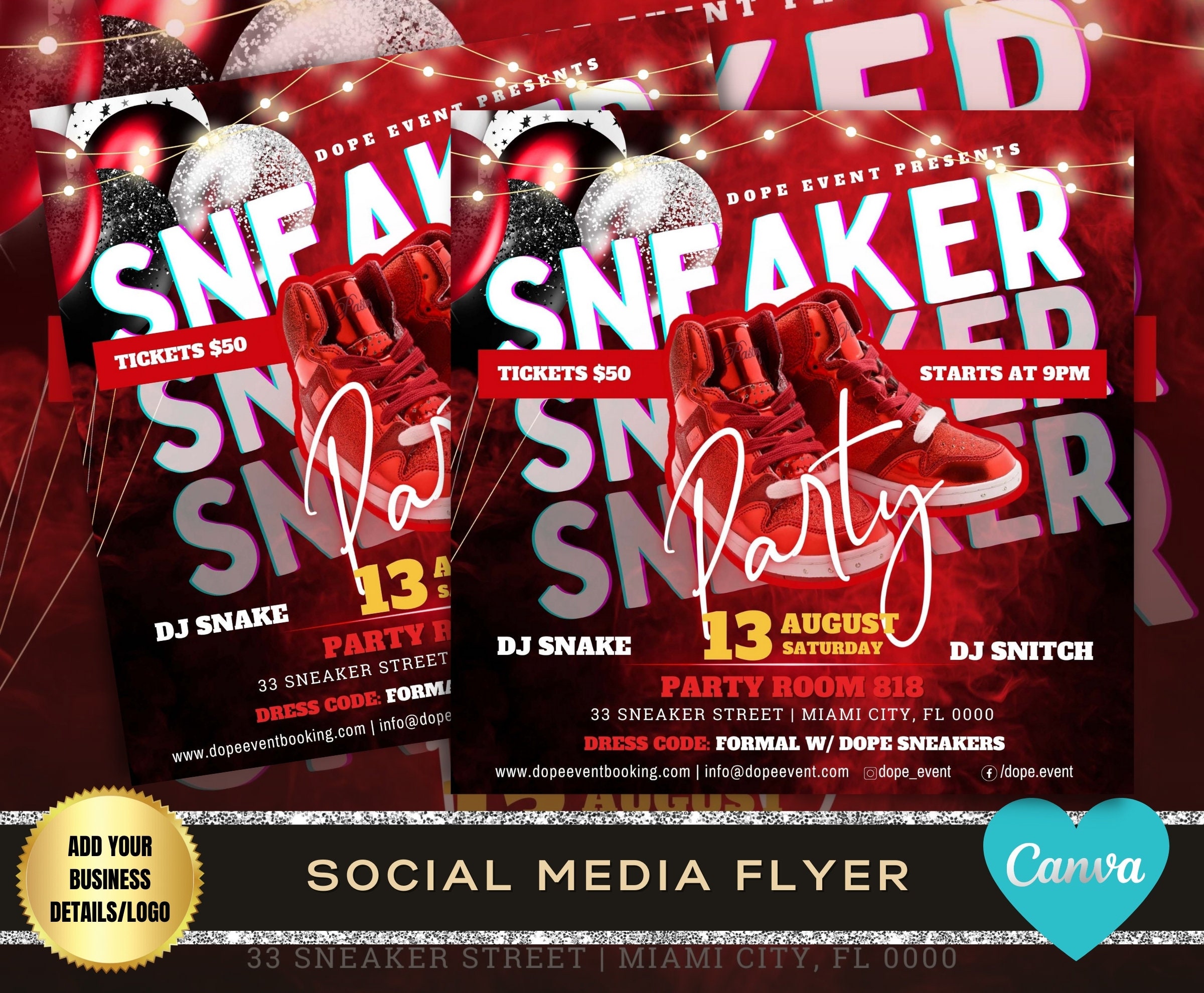 SNEAKER BALL PARTY Flyer Sneaker Gala Soiree Invitation Etsy