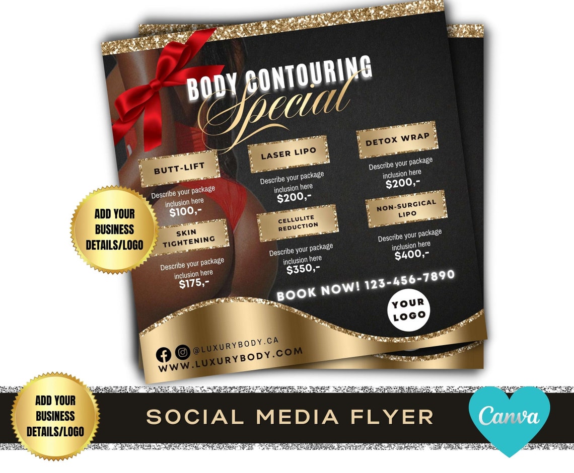 Body Contouring Flyer DIY Flyer Template Body Contour Flyer Etsy