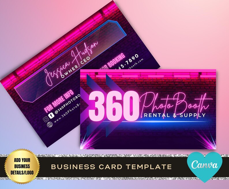 360 Photobooth Business Card Template Rental Business Card Etsy Canada