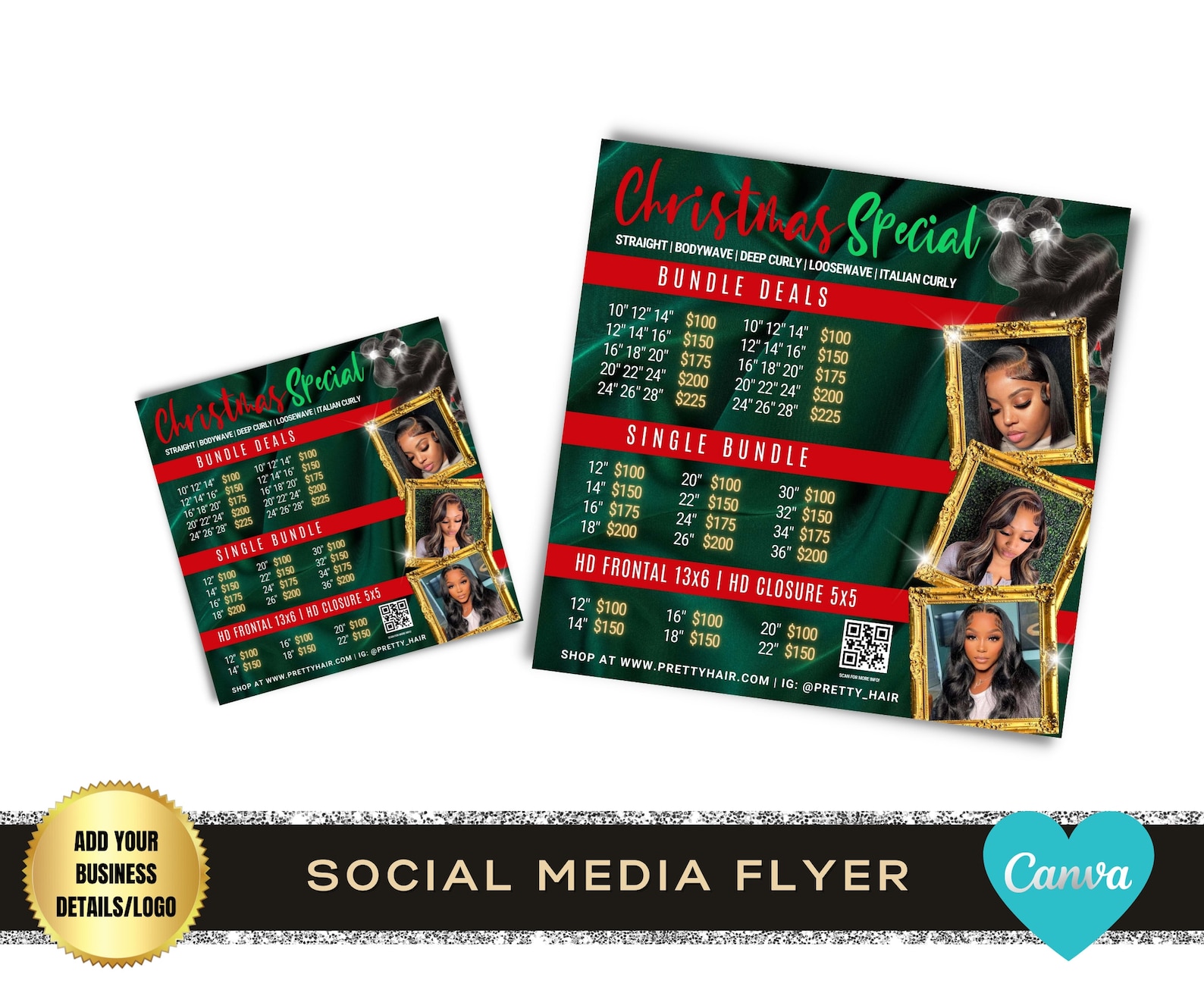 HAIR FLYER Christmas Sale Flyer Bundle Deals Flyer Social Etsy