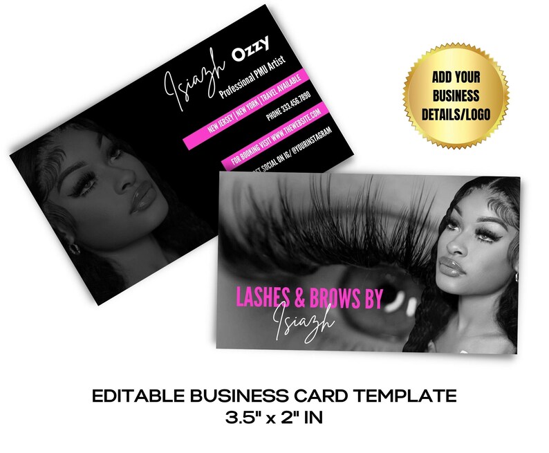 PMU Artist Business Card Template Lash Artist Business Card Etsy