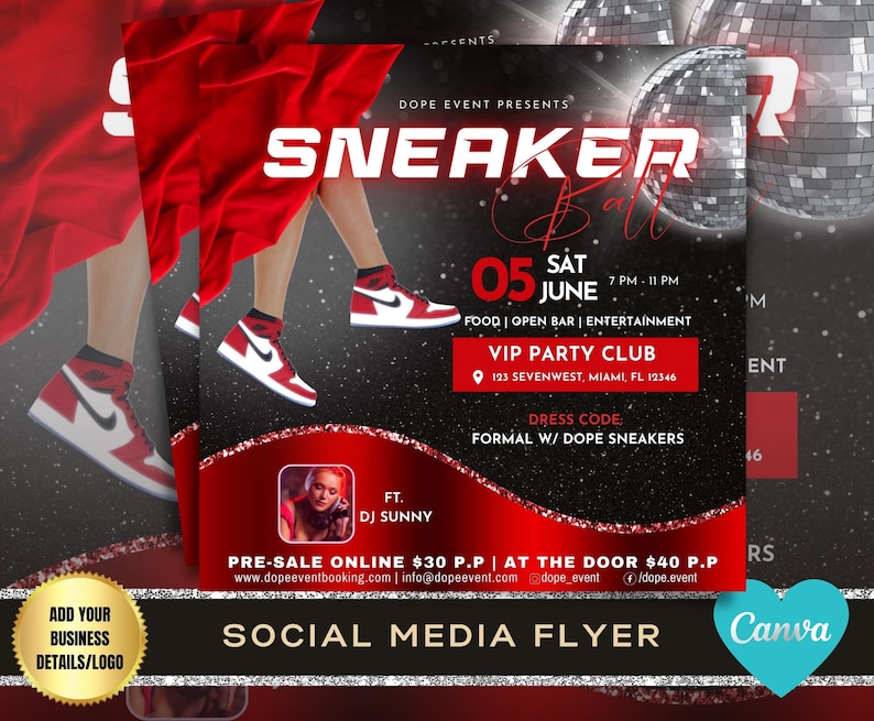 SNEAKER BALL PARTY Flyer Sneaker Gala Soiree Invitation - Etsy