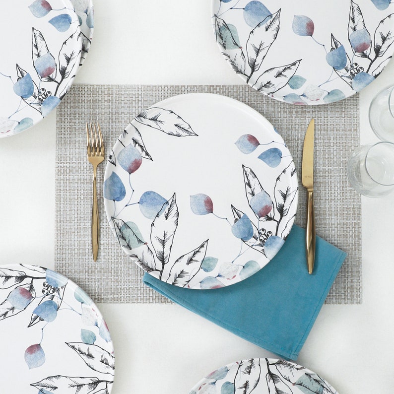 Spring Summer Serving Plate 28 Cm 6 Pieces Stoneware Discounting Bundles! | Special Offer | Turkish Porcelain Vintage Set | shops New Home Gift
