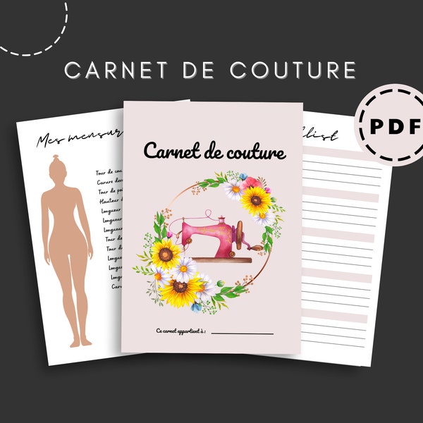 Planner de couture pdf à imprimer pour organiser ses projets, apprendre et débuter la couture, avec patron de mesure pour hommes et femmes