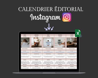 Instagram editorial planning calendar 2024 I Template Social networks Excel I social media content calendar VF (with example)