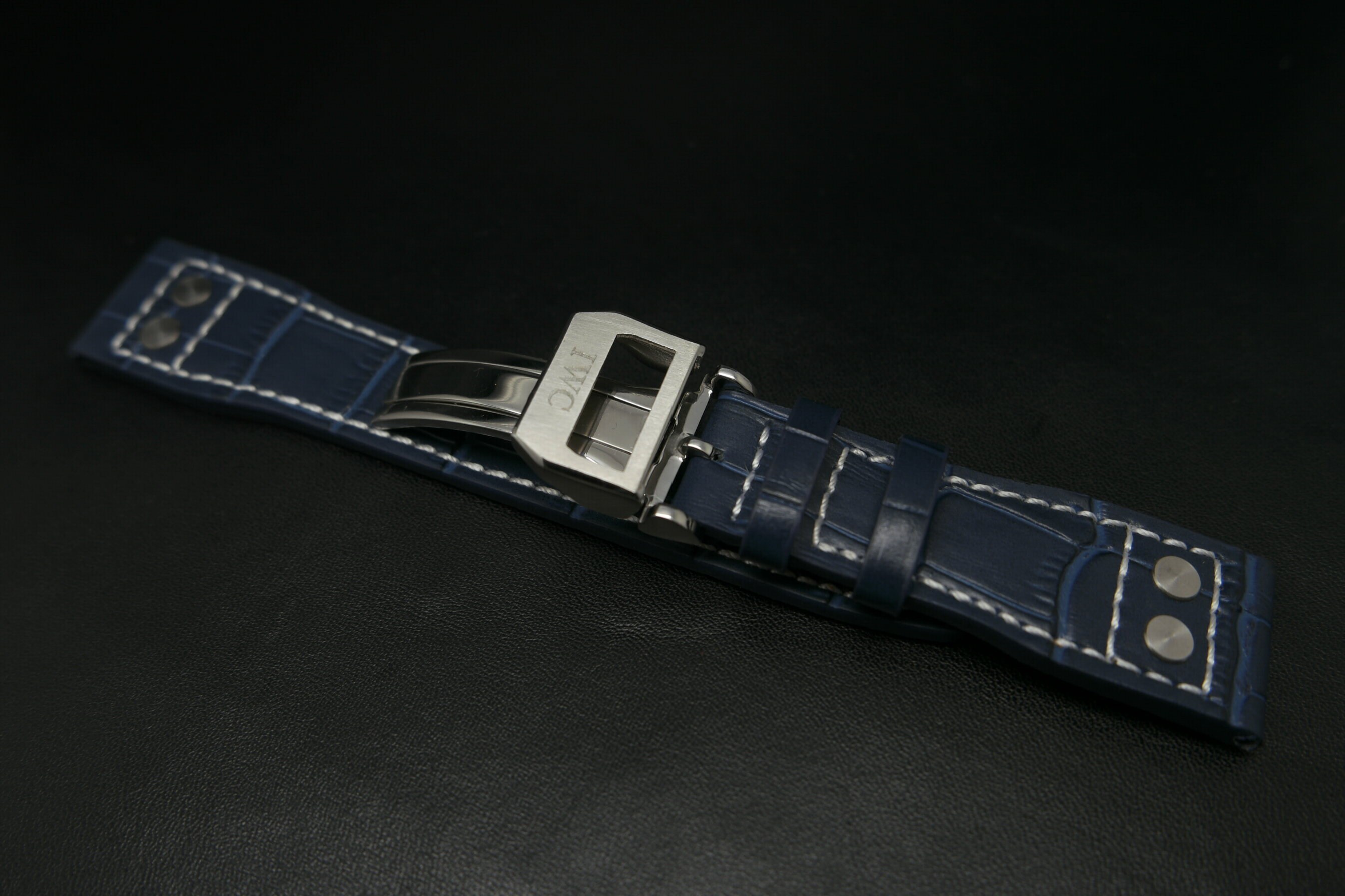 Grained Italian Calfskin Graphite & Ruby Red Handmade Watch Strap Jewellery Watches Watch Bands & Straps 