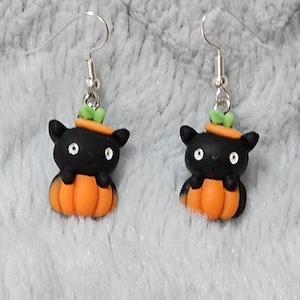 Brincos de abóbora gato preto | dia das Bruxas