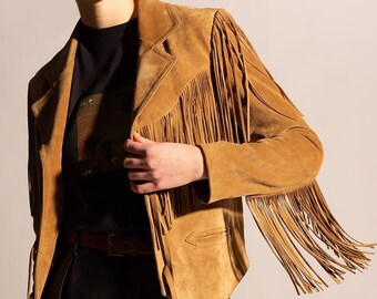 fringe jacket womens suede