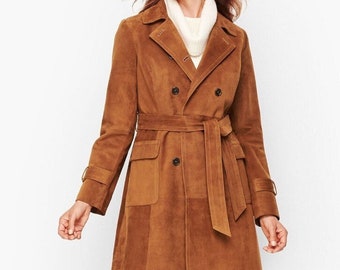 suede long jacket womens
