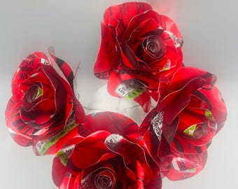 Coca Cola Zero Bouquet Four Recycled Aluminum Can Roses