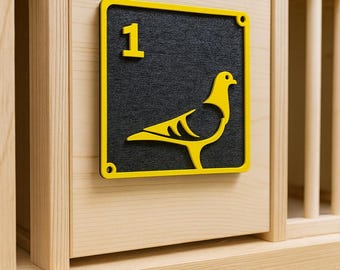 Laser Cut Pigeon Loft Nest Box Number – Acrylic & Birch Wood Sign