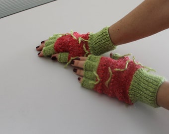 Warm Fingerless Gloves for Woman, Typing Mittens, St. Patrick's Day Gift, Hand Knit Gloves,St Patrick's Day Gift