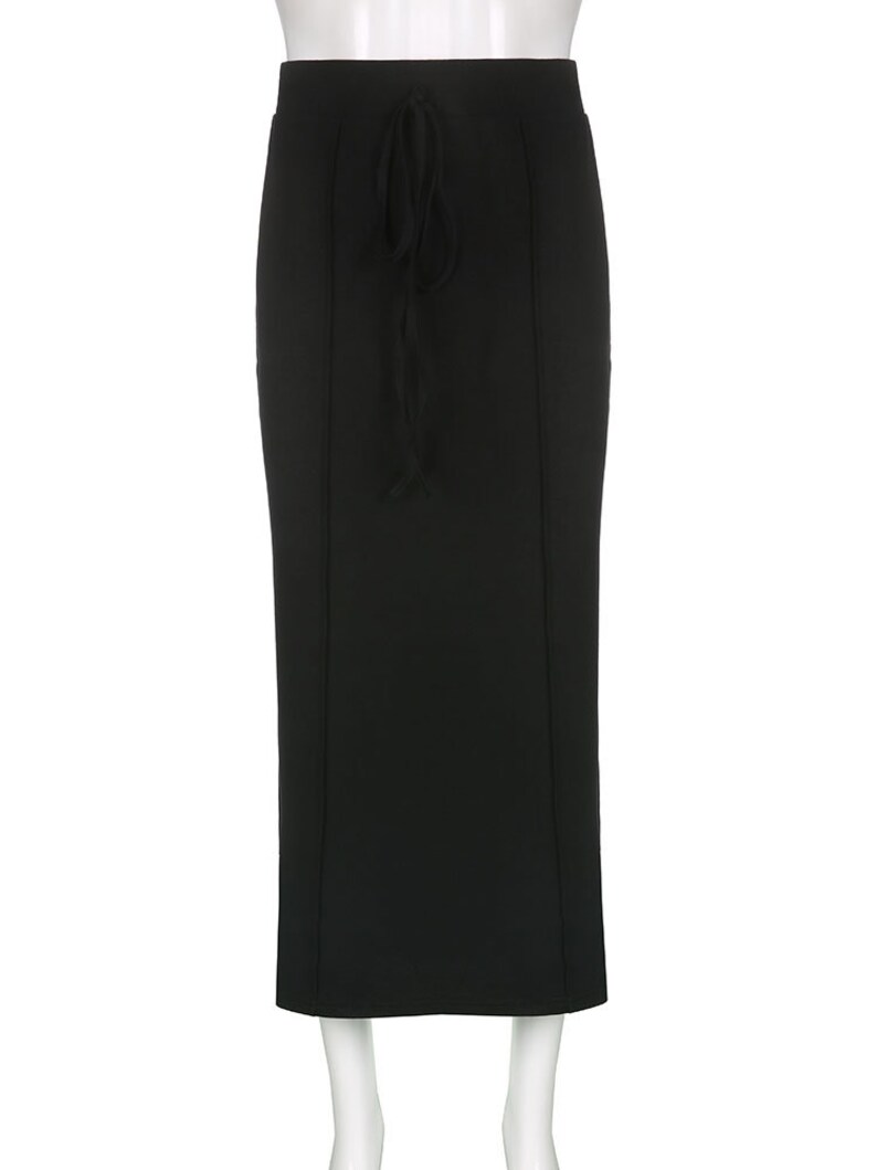 High Waist Black Long Skirt Etsy