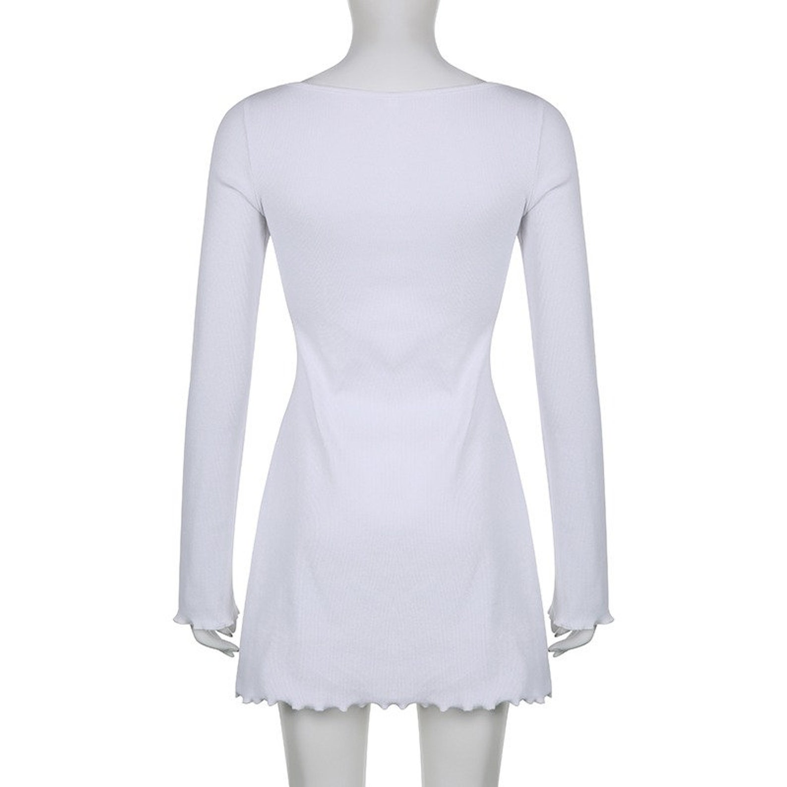 Frilled Sleeve Short Dress White main image 0