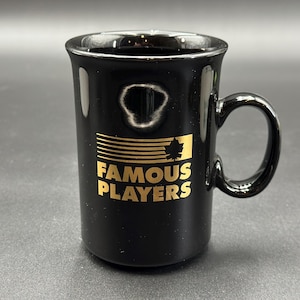 Vintage Famous Players Big Screen Big Sound  black ceramic coffee mug