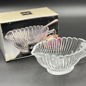 Vintage Mikasa of Japan 8&quot; glass dressing or sauce serving dish in original box