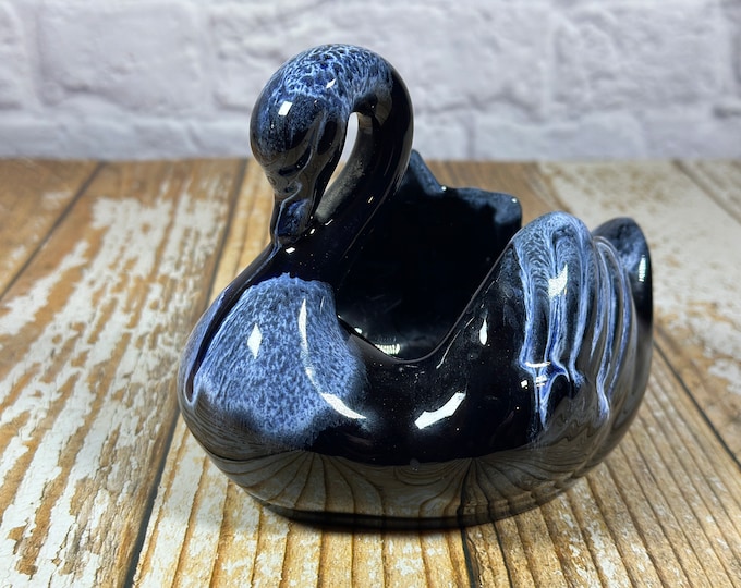 Rare Vintage Cobalt Granite Drip Blue Mountain Pottery Style Swan ...