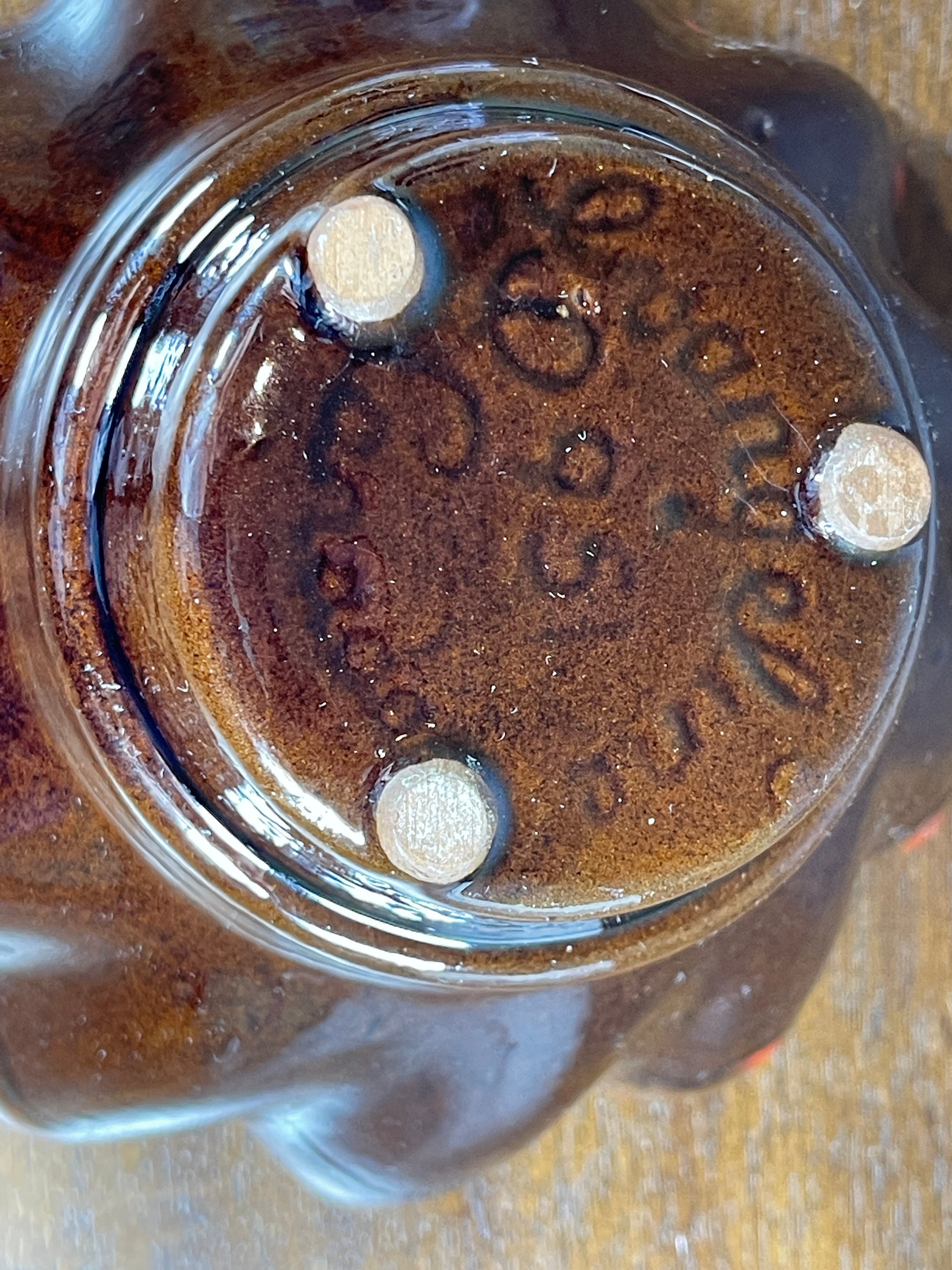 Vintage Evangeline Canada Pottery Bowl With Orange and Brown Drip Glaze