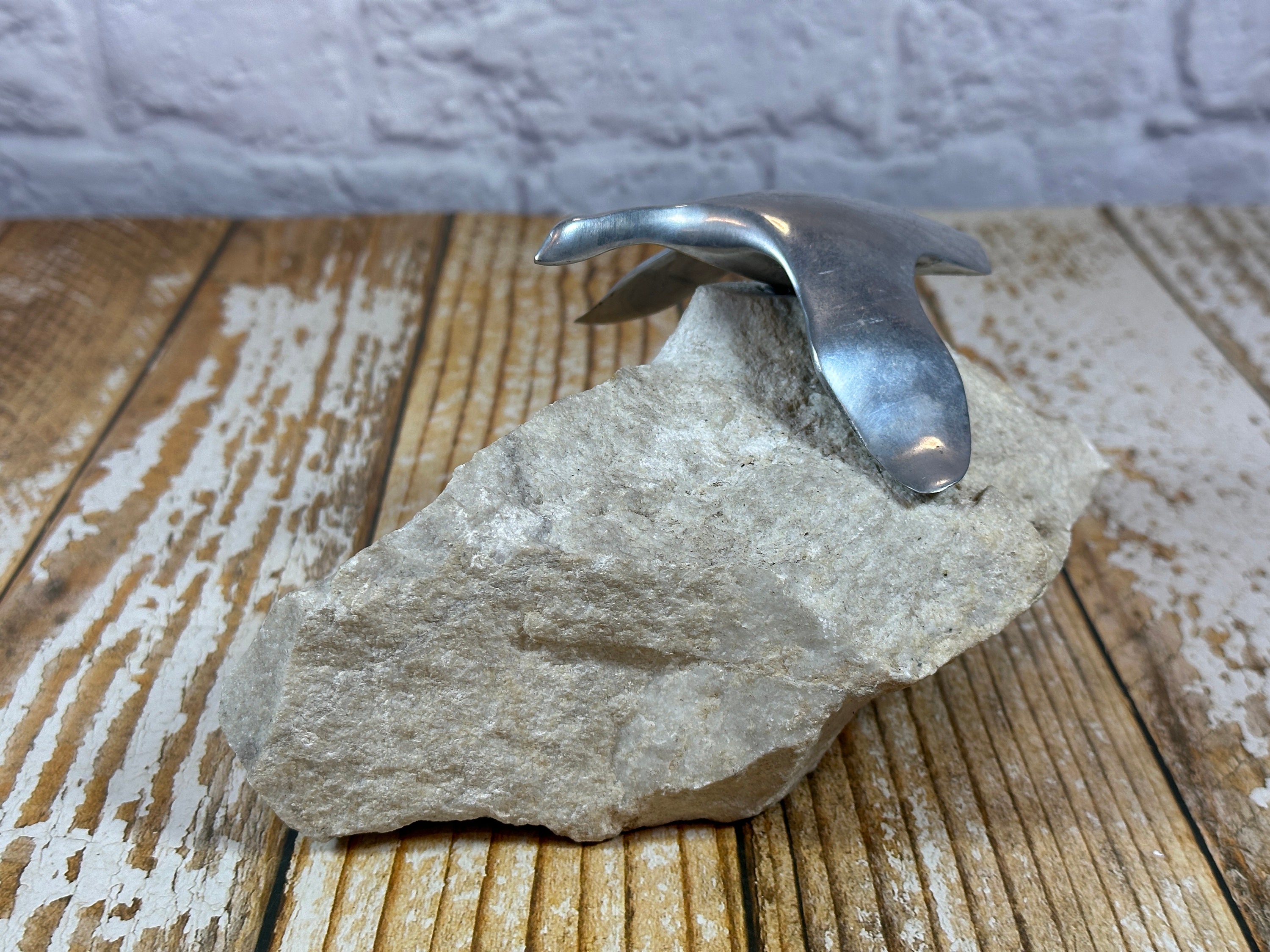 Vintage 1970s Hoselton Aluminum Flying Canada Goose Sculpture on