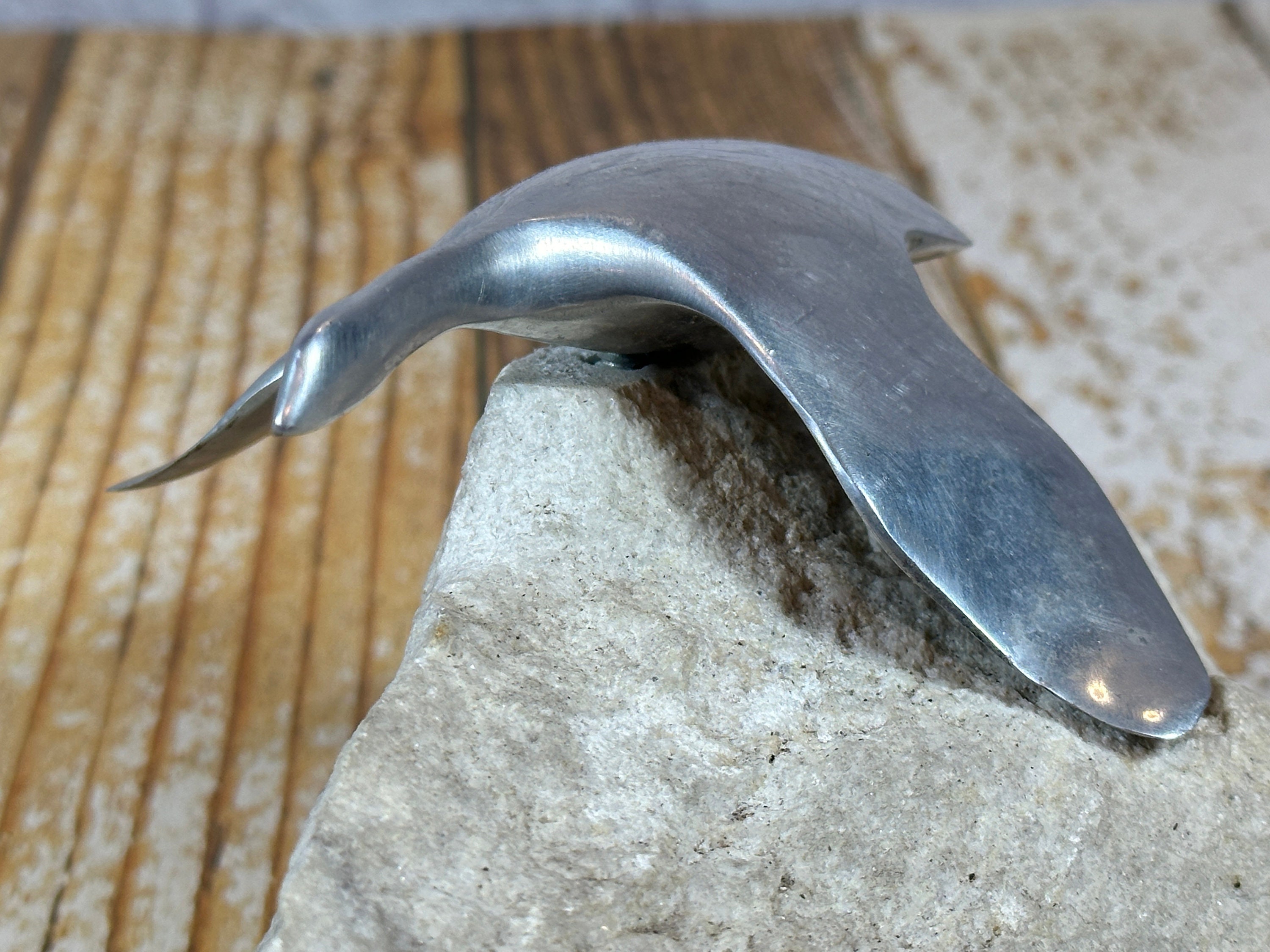 S176 ホセルトン カナダ アルミニウム彫刻 フラインググース スワン Vintage 1970s Hoselton Aluminum Flying Canada Goose Sculpture on