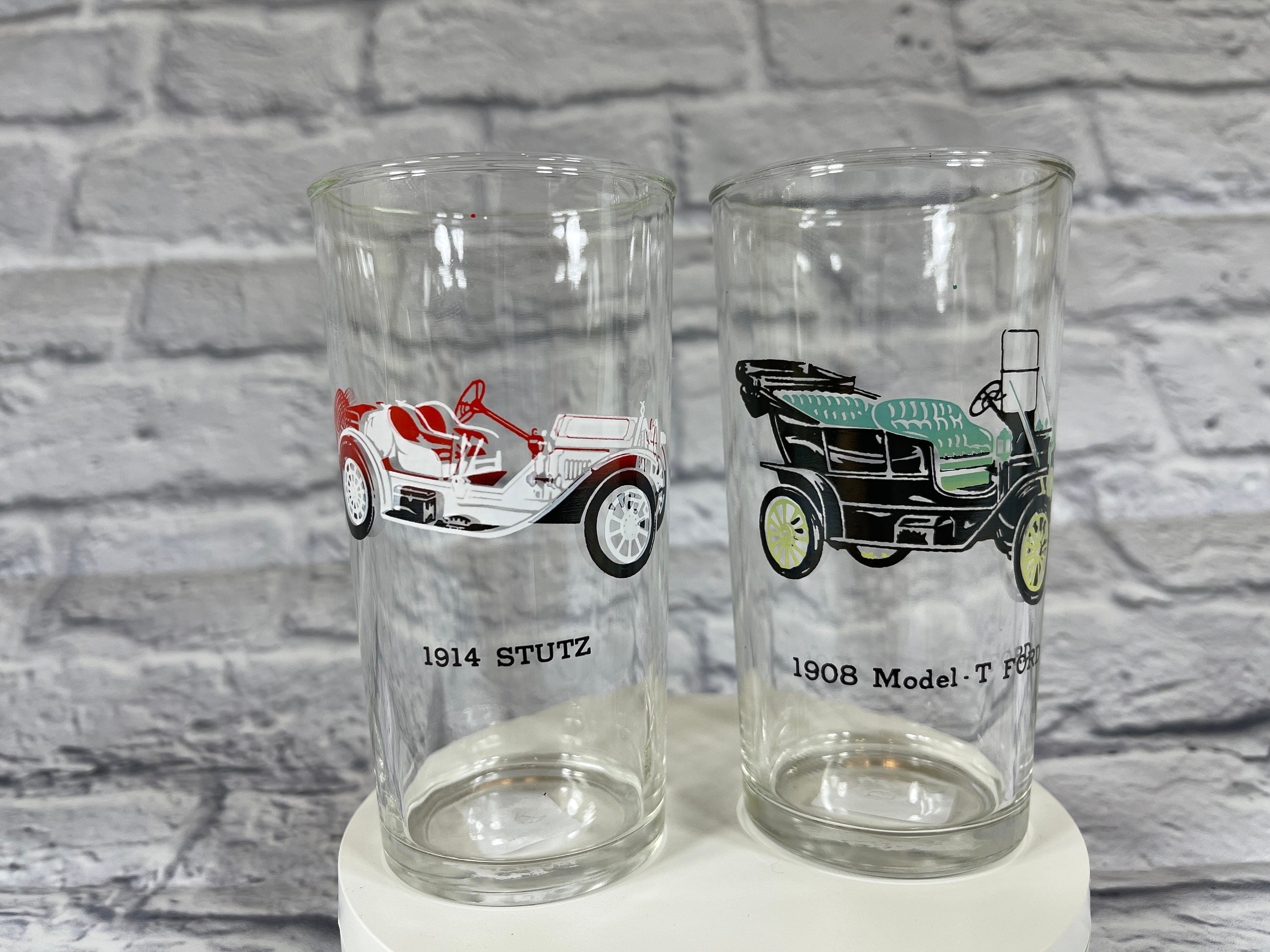 Vintage Barware Glasses: 1914 Stutz & 1908 Ford Model-t Graphics, Set of  Two - Etsy New Zealand