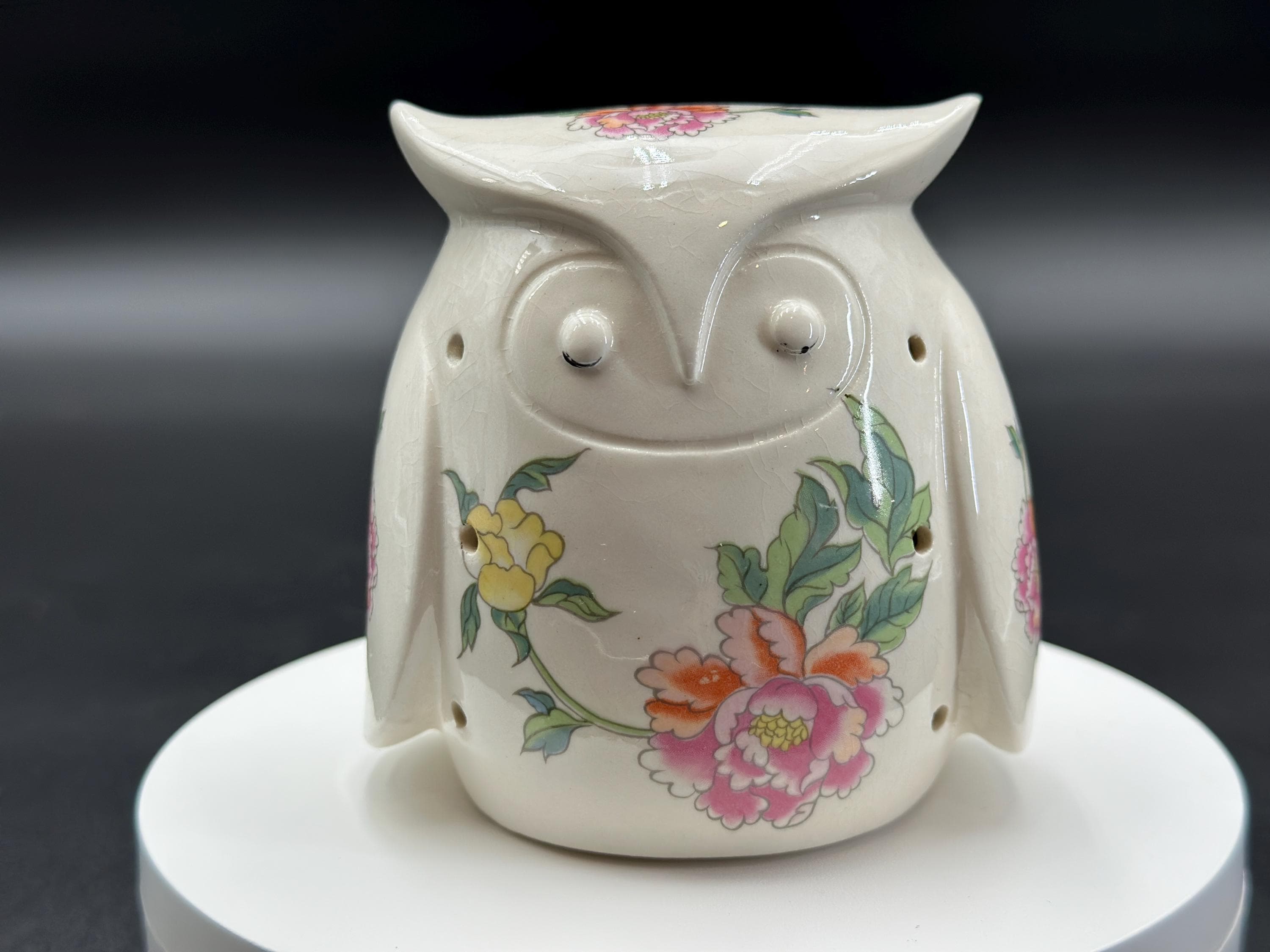 Vintage 1970s Japanese ceramic owl potpourri air freshener