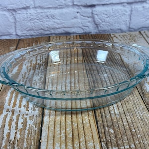 Molde para tarta de vidrio Pyrex vintage de los años 80, de 9,5&quot; de ancho