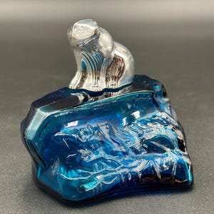 Óleo de banho espumante Avon Moonwind vintage, vidro azul, anos 1970, frasco com rolha