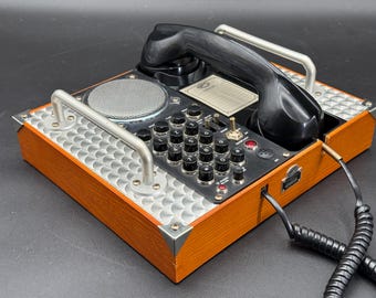 1990er Jahre Spirit of St. Louis Lautsprecher-Telefon, Holzmaserung, Flugzeugstil