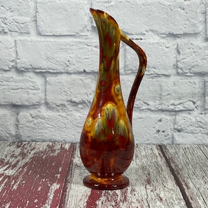 Vintage Orange Drip Glaze Jug: EB Ceramics, Barrie Ontario