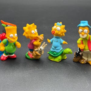 Vintage 1990 Camping Simpsons plast Burger King figurer Homer Bart Lisa Maggie