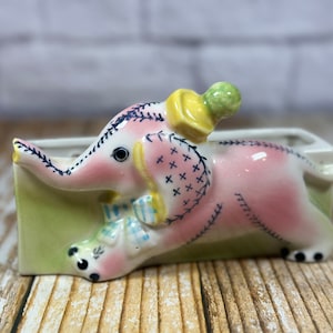 Vintage made in Japan ceramic baby elephant planter